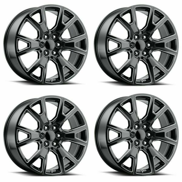26 Chevrolet Replica Wheels Black Milled Rims Fit Yukon Sierra Tahoe Silverado