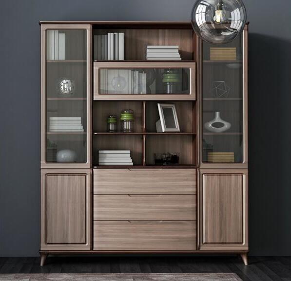 Home Study room Office Furniture American Walnut Wood Combined Bookcase with Shelves by Classic Nordic design