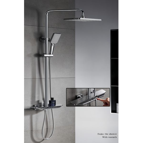 Bathroom Exposed Valve Showers Three Outlets Multi Modes Spray Full Brass Chrome