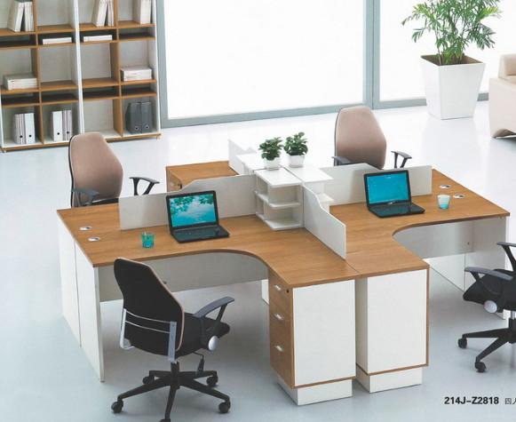 modern 4 persons + type office table workstation in warehouse in Foshan