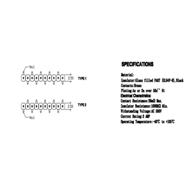 Reverse Feet SMD Male Pin Header Connector 6 Pins Contact Resistance 20mΩ Max