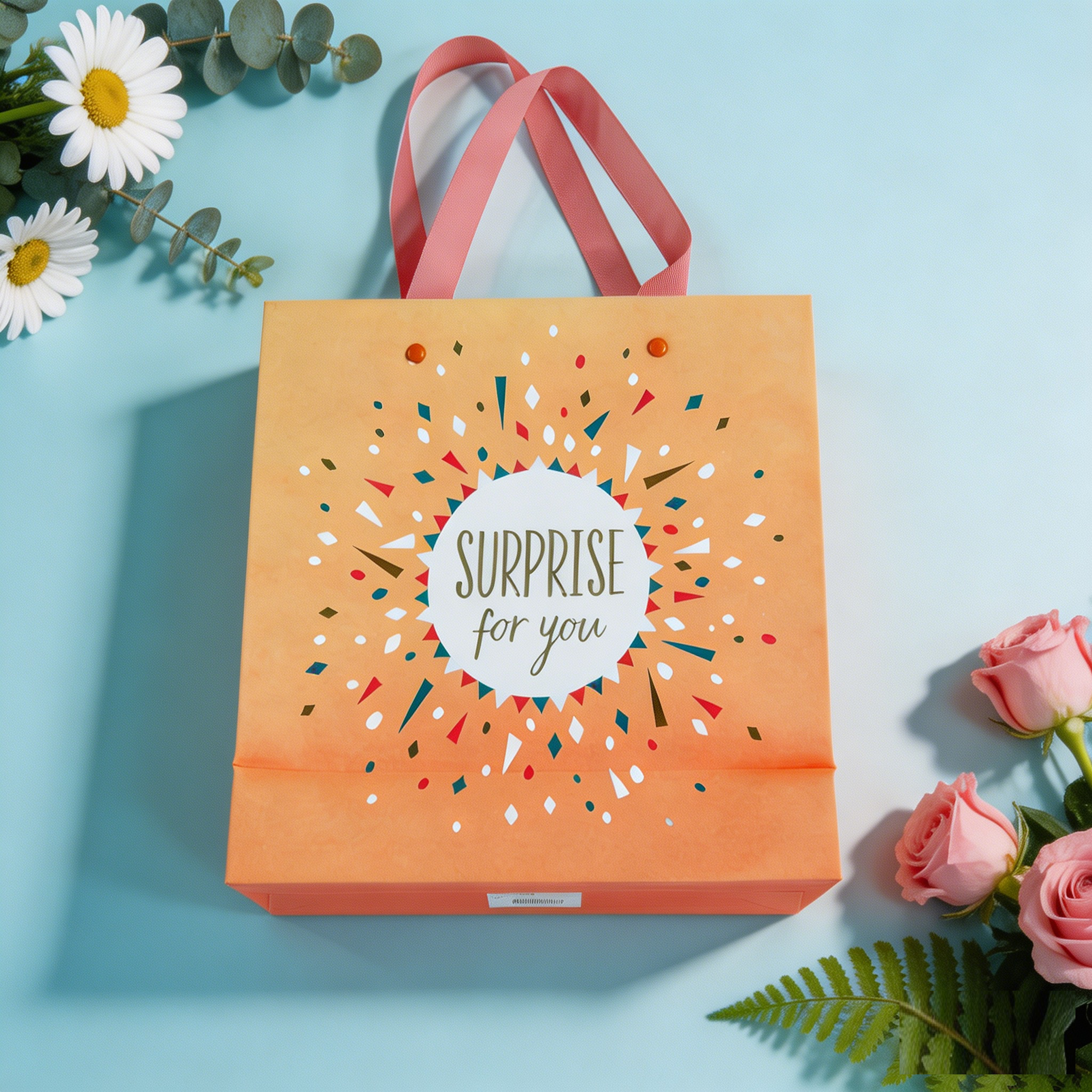 Eco Compostable Die Cut Handle Paper Bag, Soy Ink Full Color Printing Tote Bag,
