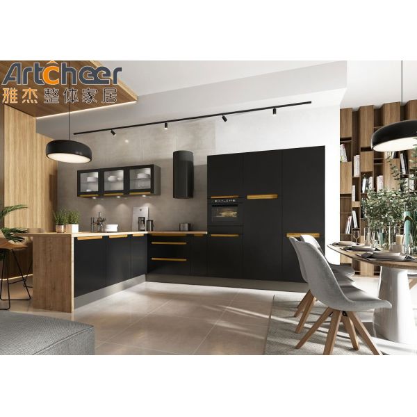 German Design L Shape Kitchen Cabinet with Aluminium Door and Lacquer Body Finish for Projects