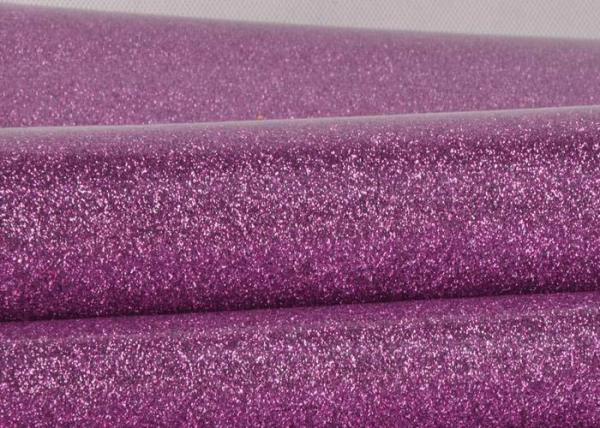 Purple Wedding Card Chunky Glitter Fabric , Shining Surface Fine Glitter Fabric