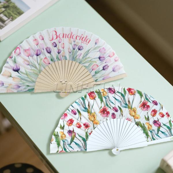 Factory Price Custom 23cm Wooden Hand Folding Fan for Wedding Fan Rave Party Folk Art Hand Held Fans