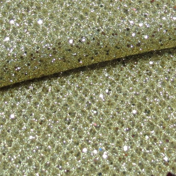 Foil Plain Polyester Glitter Stretch Mesh Fabric For Making Shoes Bags Wall Paper