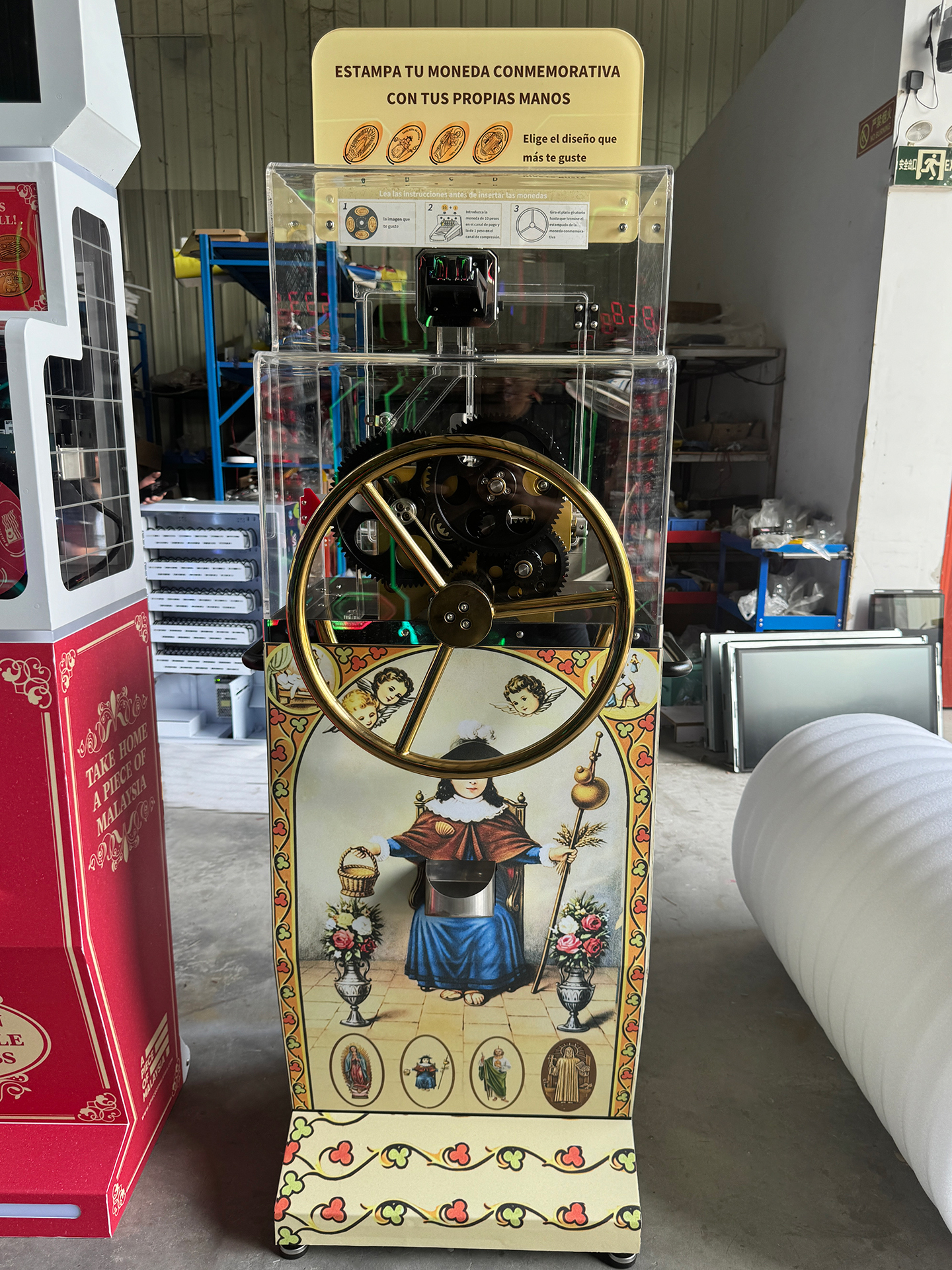Mechanical No electricity peso coin Press Machine Manual Hand Wheel Operated Souvenir Coin Embossing Machine 0 Power Coin Equipment For Museum Tourist Spot Amusement Park Scenic Tour Gift Shop