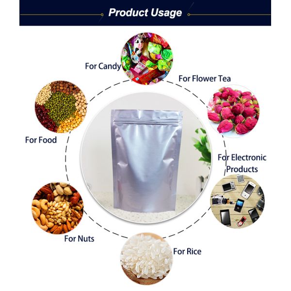 Self Supporting Food Packaging Foil Ziplock Bags For Dried Fruit Packaging