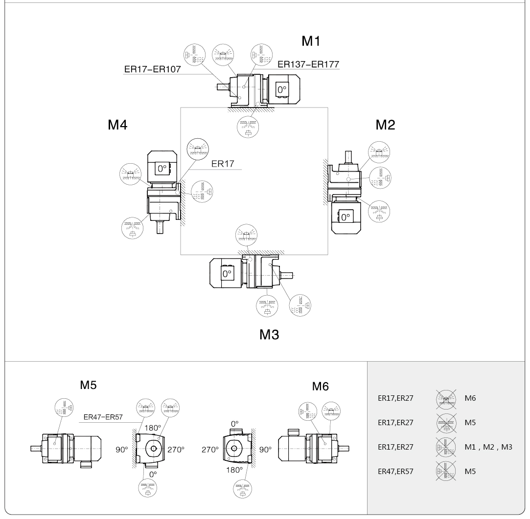 ER series inline helical gear motor