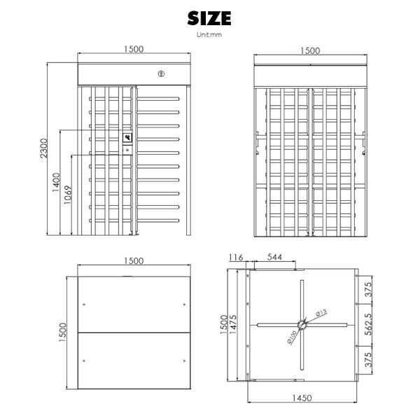 304 двери безопасностью турникета высоты нержавеющей стали 2000mm полных для футбольного стадиона