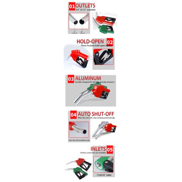 0-45l/MIN Diesel Fuel Nozzle Auto Shut Off For Petrol Gasoline Station