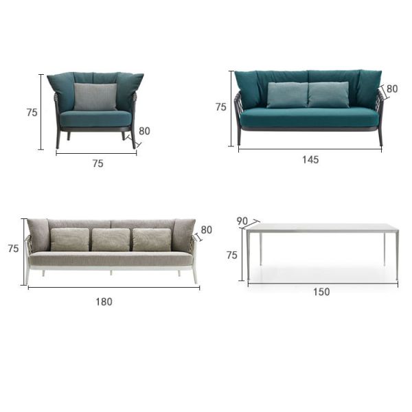 Nordic Outdoor Table Chair Combination Garden Rattan Simple Ribbon Chair Furniture