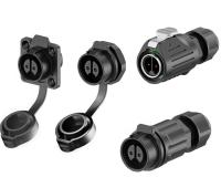 Connecteur d'alimentation étanche série LP à 2 broches IP68 PA66 20A 500V