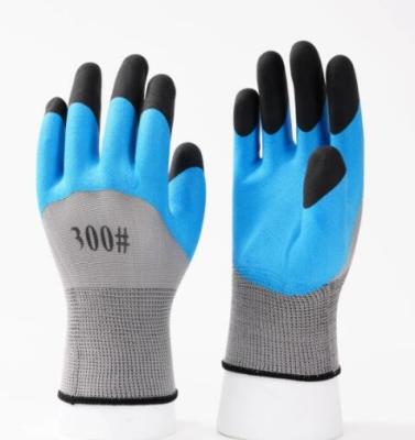 Blue 13g Latex Dipped Work Gloves Breathable Nitrile Foam Coated Gloves