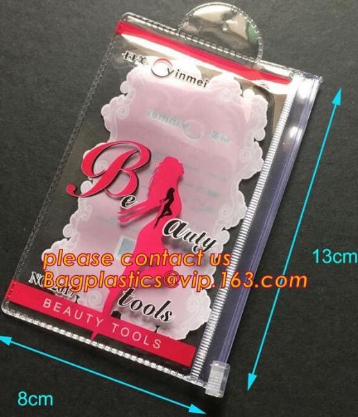 Hanger Bag Poly Bags With Hanger, Zipper Top Sealing And Button Closure PVC Clear Plastic Hair Extensions Storage