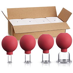 Customized 4pcs Glass Facial Cupping Set for Face Eye Lip Body in Gift Box Packaging