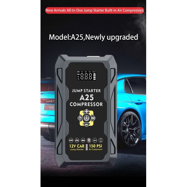 Portable Car Jump Starter with Air Compressor Power Bank LED Flashlight