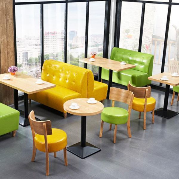 Popular Design Milk Tea Shop Booth Sofa Seating Customized Dining Table and Chairs for Restaurant Commercial Furniture for Cafe