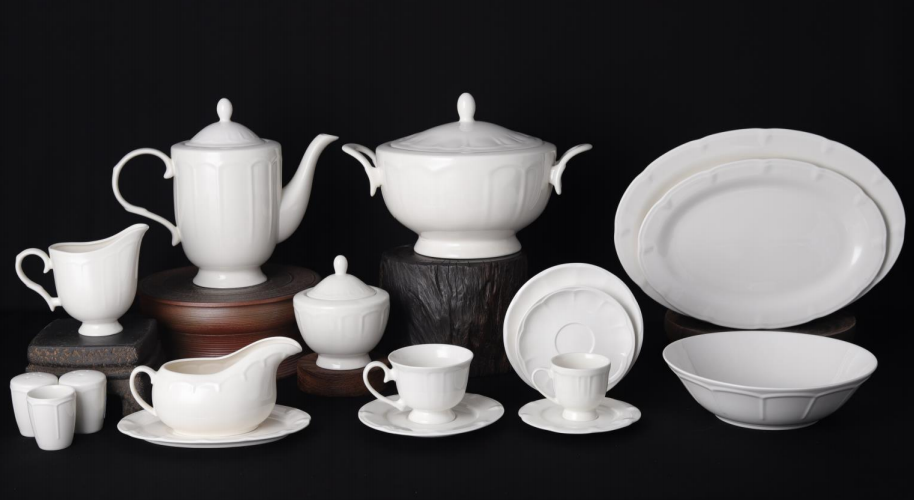 new bone china - Embossed dinning set  white glaze for daily used ceramics