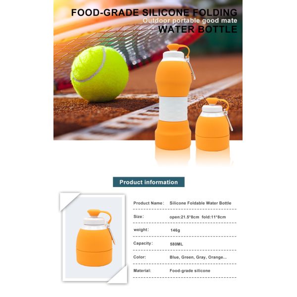 Eco Friendly 580ML Unique Squeeze Silicone Sports Bottle