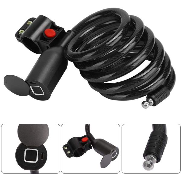 Black Waterproof Homesafe Security System Steel Wire Cable Bike Lock Rope