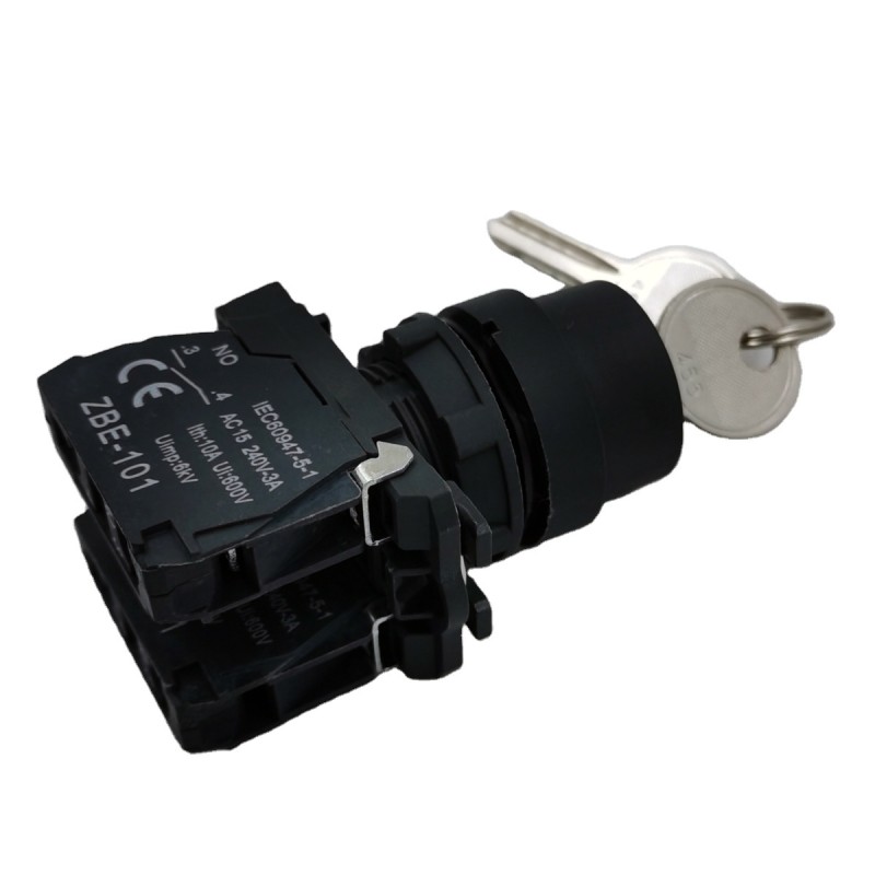 22mm Key Push Button Switch with  3 Position 2 Spring Return to Cent Position XB5 AG73 Key Lock Selector Switch