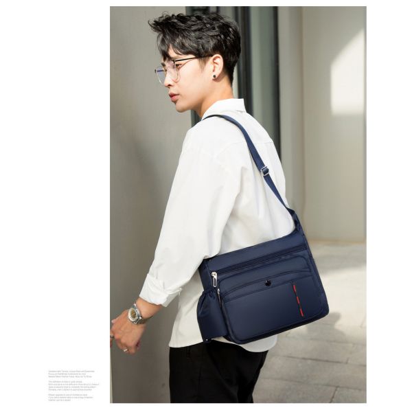 Black OEM ODM Messenger Crossbody Bag With Bottle Holder Pocket