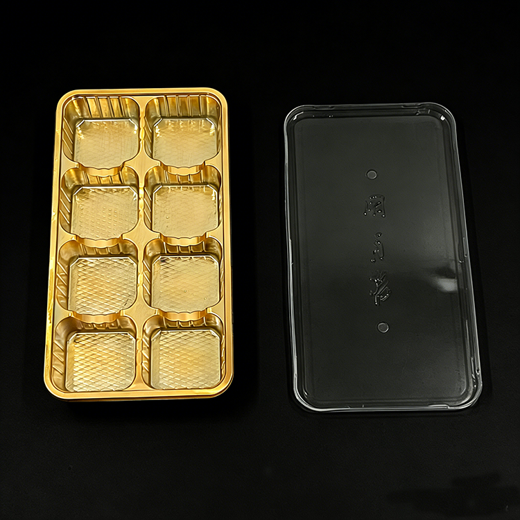 Customizable Golden PET Pastry Box with Anti-Fog Clear Lids for Bakery Packaging
