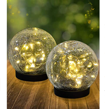 Patio Decor 20PCS 0.5W Solar Powered Crackle Glass Globe Lights