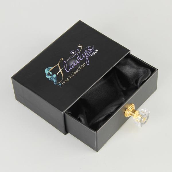Black Custom Color Logo Printing Hair Extension Packaging Box Glitter Hair Bundle Packaging