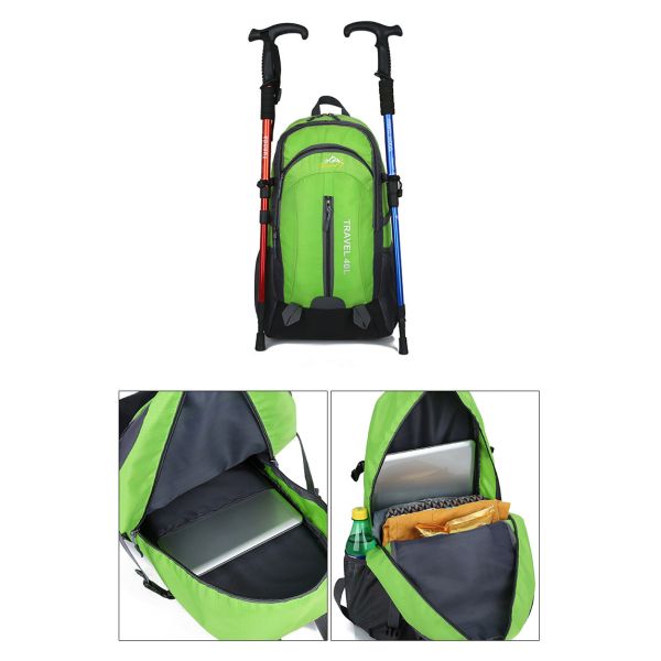 Orange 40L Waterproof Backpack 55cm Camping Travel Backpack With USB Charge Hole