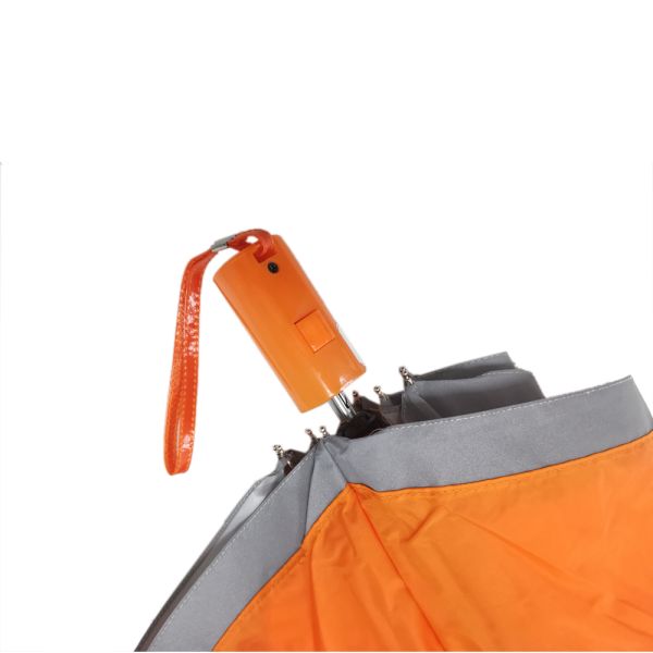 Orange Automatic Umbrella 2 Fold Nylon Fabric With Reflective Perimeter Tape