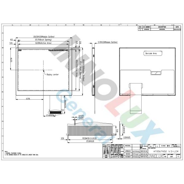 Innolux 5,6 дюймовый TFT LCD модуль 640*RGB*480 цифровой дисплей AT056TN52