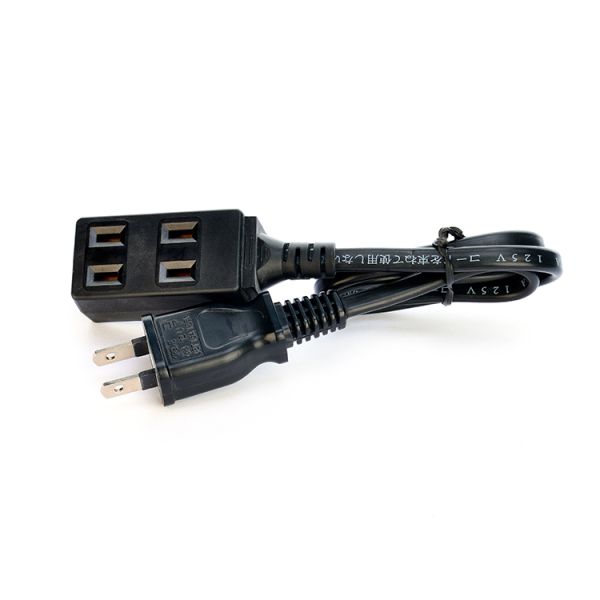 2 Flat Poles PSE Certificated Power Plug With 1Change to 2 Pole Socket for Home Appliance Extension Cord Customized Black