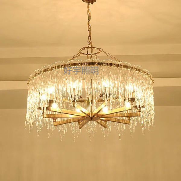 90V Polished Finish Kitchen Diameter 80 / 100cm Crystal Pendant Light
