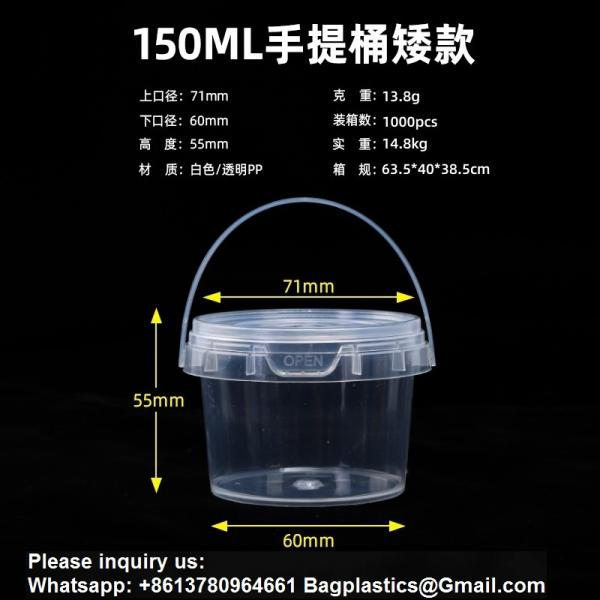 Clear Bucket With Lids - Plastic Food Storage Containers, Airtight Screw-On Lids - Freezer Safe Ice Cream Bucekts, Food Grade Reusable Containers For Kitchen