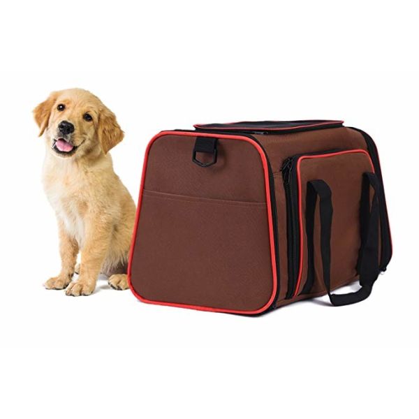 Breathable Brown Airline Approved Pet Carrier Bag For Puppies Kittens Rabbits