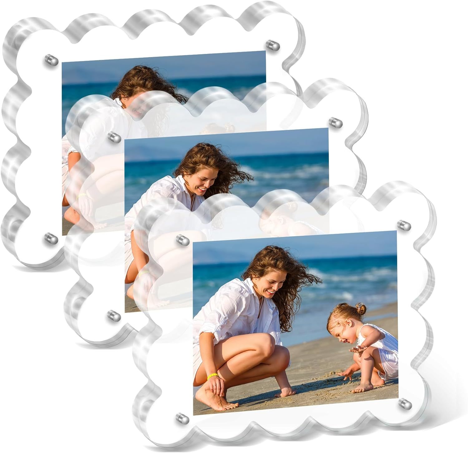 Double Sided Acrylic Photo Frame Clear Frameless With Magnetic Desktop Transparent