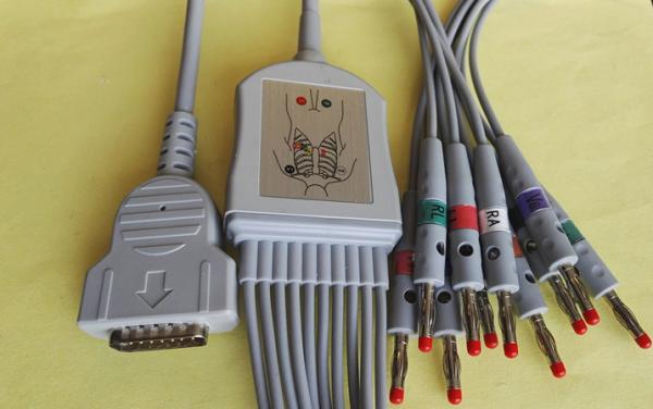 GE 15 Pin ECG / EKG Cable 10 Leads MAC 1200 MAC 500 Banana 4.0 IEC