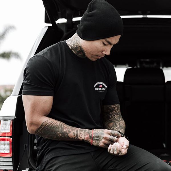 Напечатанная на заказ длинная мужская плюс-размерная хлопчатобумажная спортивная футболка