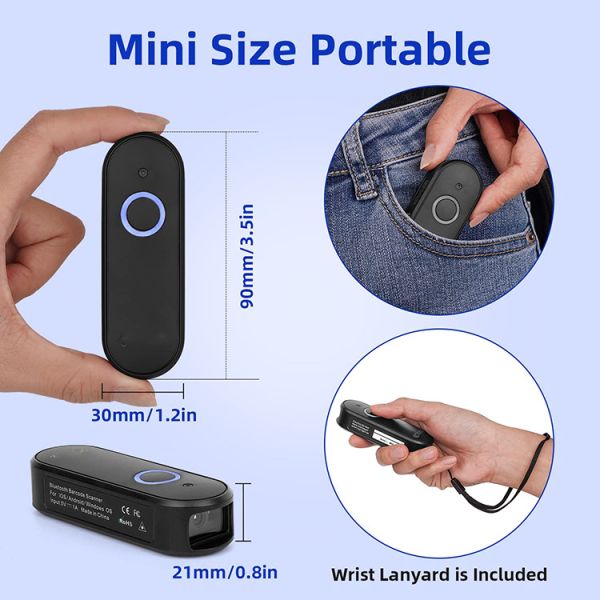 Electronics Smart Ring Barcode Scanner with Usb and BT Like Tlphones Portables in Luckydoor Pos