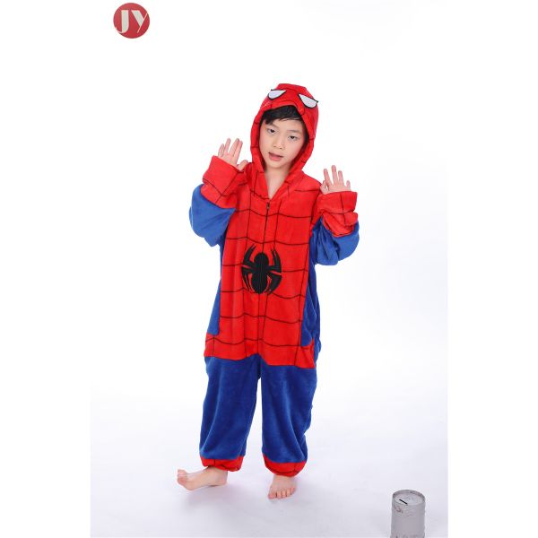 Anime Flannel Pajama Boys Spiderman Onesie , Boys fluffy polyester Onesie Homewear