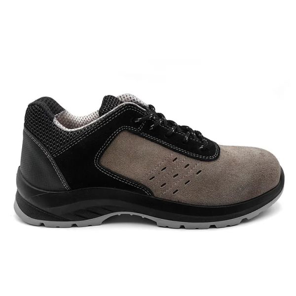 Zapatos de cuero de camiseta de corte bajo Zapatos impermeables de pie de acero gris S3