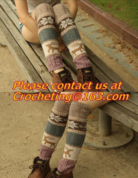 girl deer snowflake jacquard knit boot socks wood feel casual wool acrylic, socks, warmer