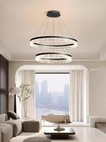 Exquis double cercle salon chambre à coucher lustre intérieur LED brillant lustre salle à manger hôtel villa acrylique