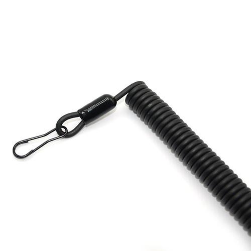 Matt Black Coiled Pistol Lanyard 2M Expanding For Duty Belt Loop