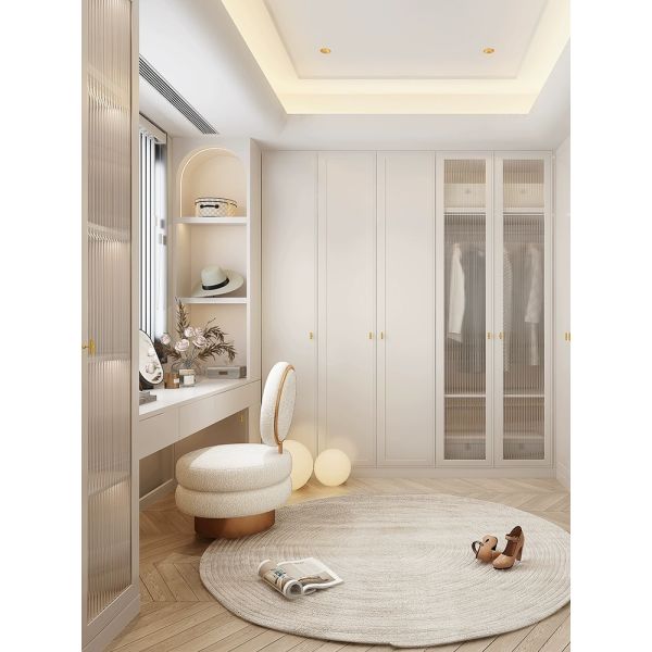 Золотая отделка гардероб с столом и спальной мебелью