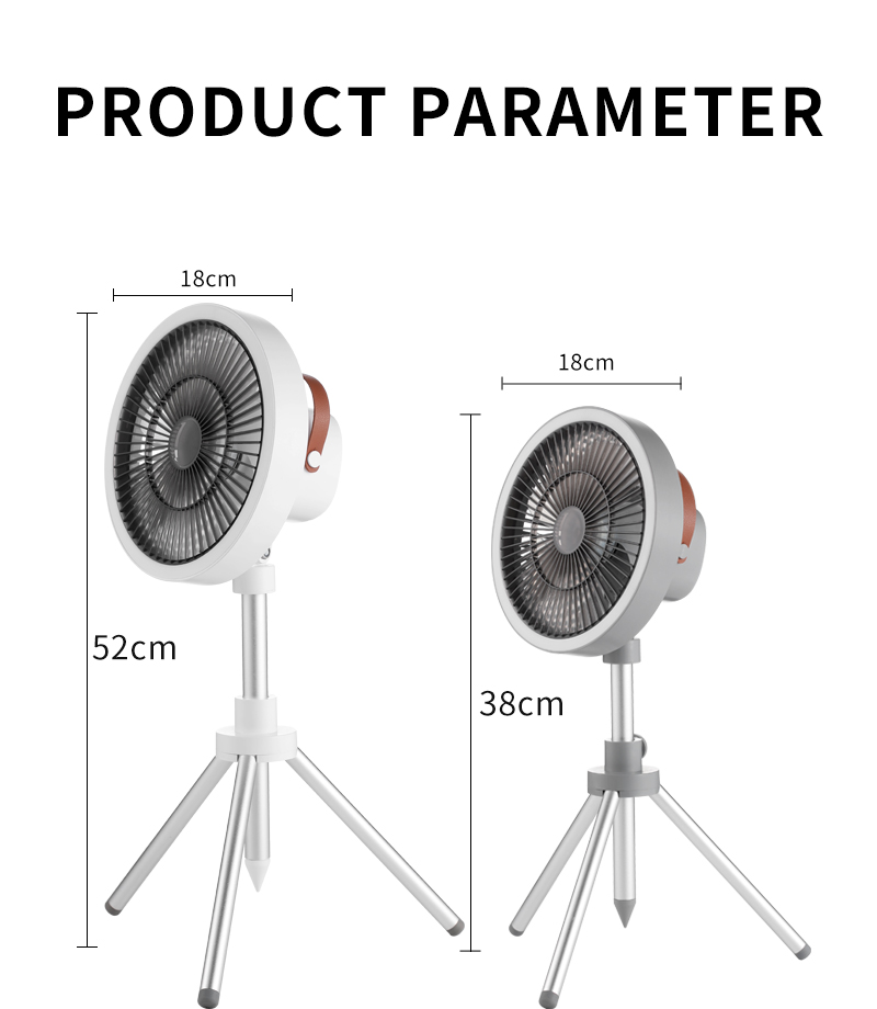 Desktop Fan Outdoor Essential Desktop Fan 10000mAh Long Battery Life Rechargeable Camping Fan with Remote Control and Light