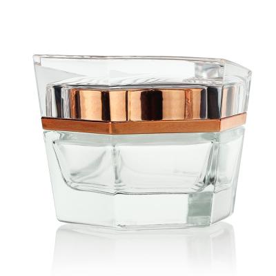 Frasco transparente da garrafa 30g de vidro com o tampão acrílico para o skincare