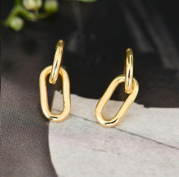 Свадебное событие Простая серебряная кабельная ссылка Студ серьга 30 мм высота элегантный дизайн